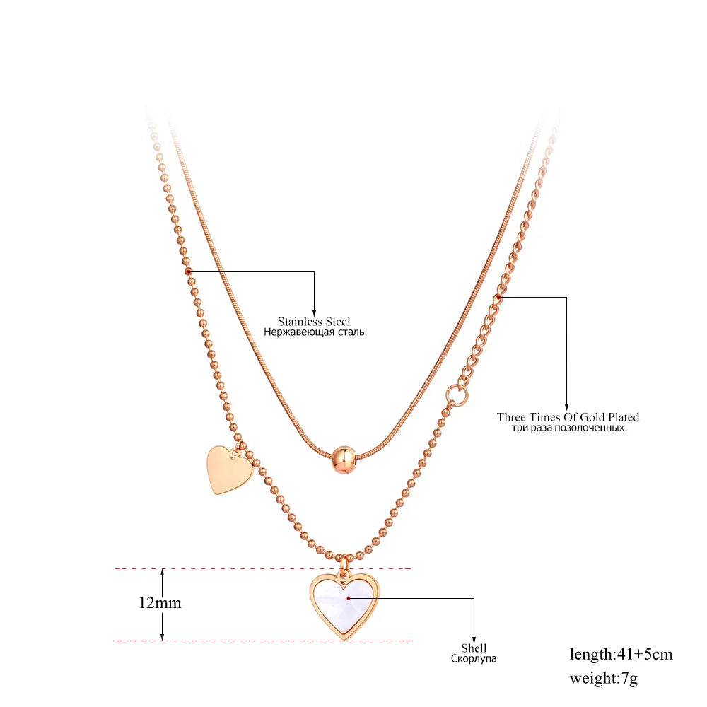 Major Flare Heart Necklace - Double Layer