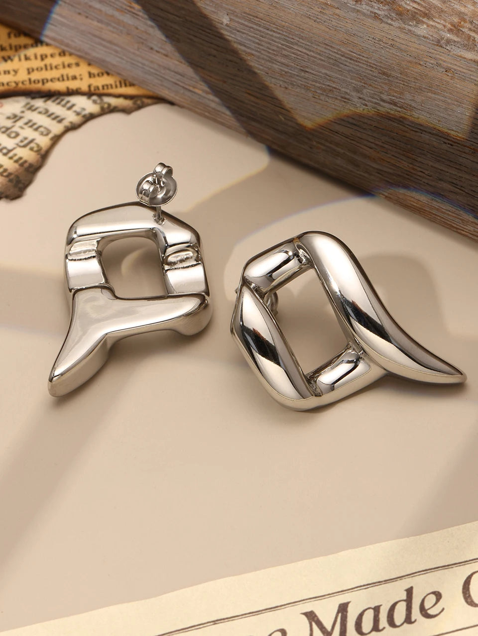 Women's Bold Link Stainless Steel Set - Stud Earrings + Necklace