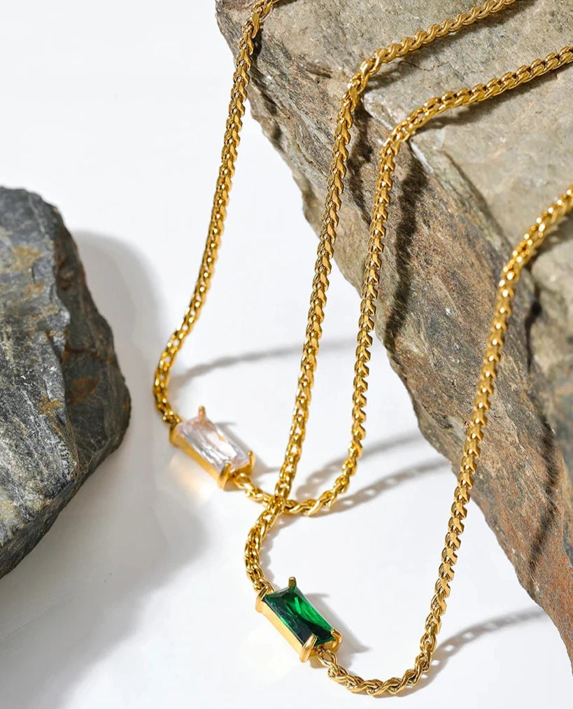 White Cubic Zirconia 18K Gold Plated Necklace - Limited Edition