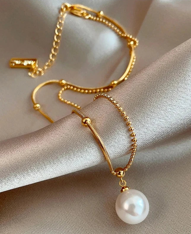 Splicing Pearl Pendant Necklace