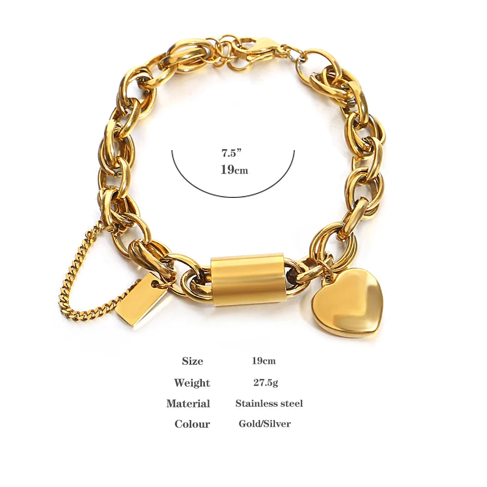 Yellow Gold Stainless Steel Party Bracelet, Extra Large
