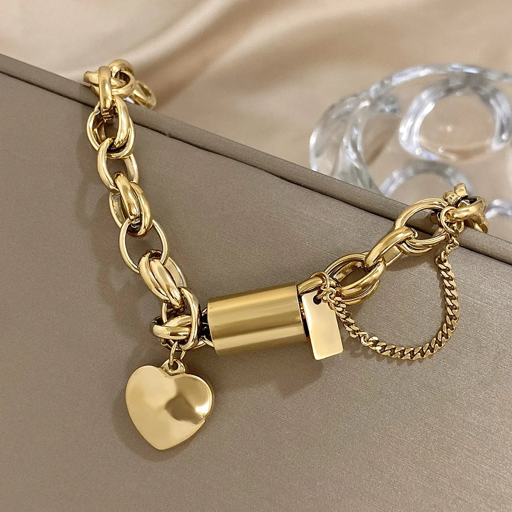 Yellow Gold Stainless Steel Party Bracelet, Extra Large