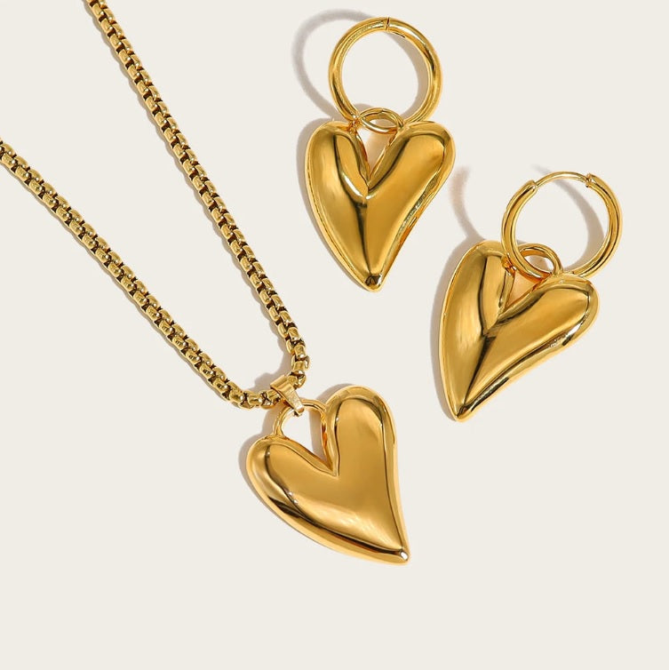 18K Gold Plated Irregular Heart Jewellery Set