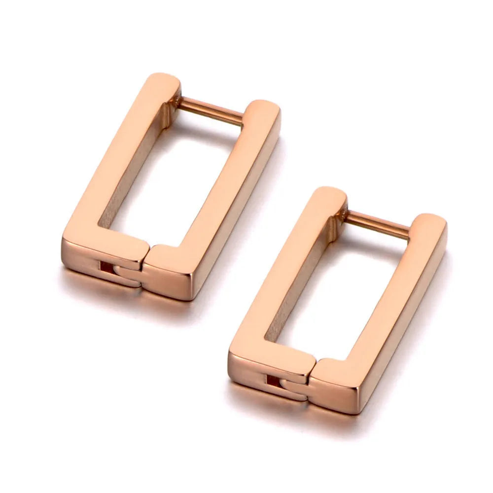 Rose Gold Square Hoop Earrings