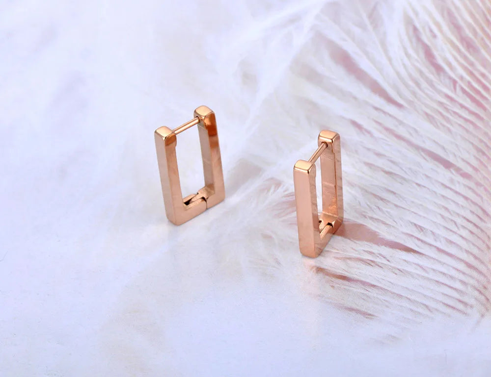 Rose Gold Square Hoop Earrings