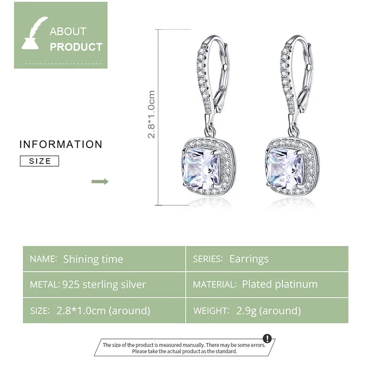 Dazzling Cubic Zircon Drop Earrings - 925 Sterling Silver