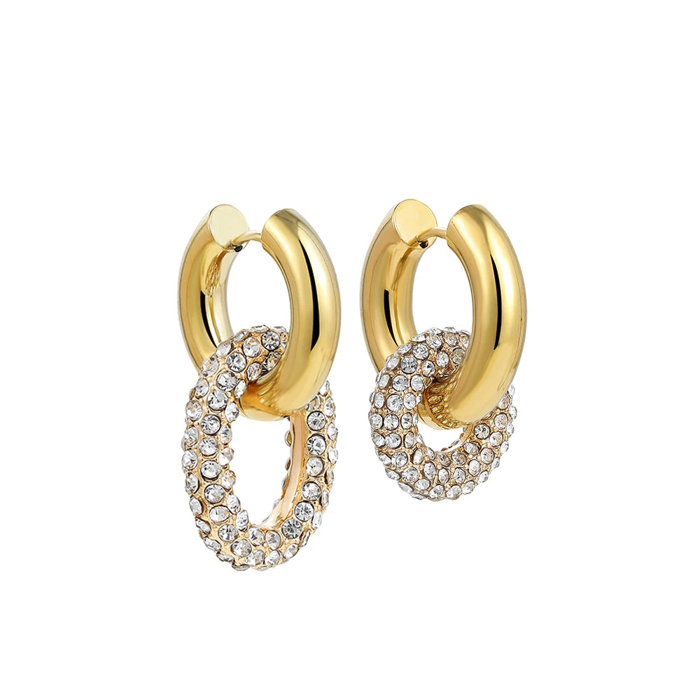 Cubic Zirconia Round Hoop Earrings - Huggies Earrings