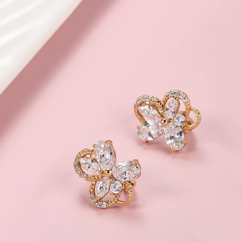 Crystal Flower Cubic Zircon Earrings