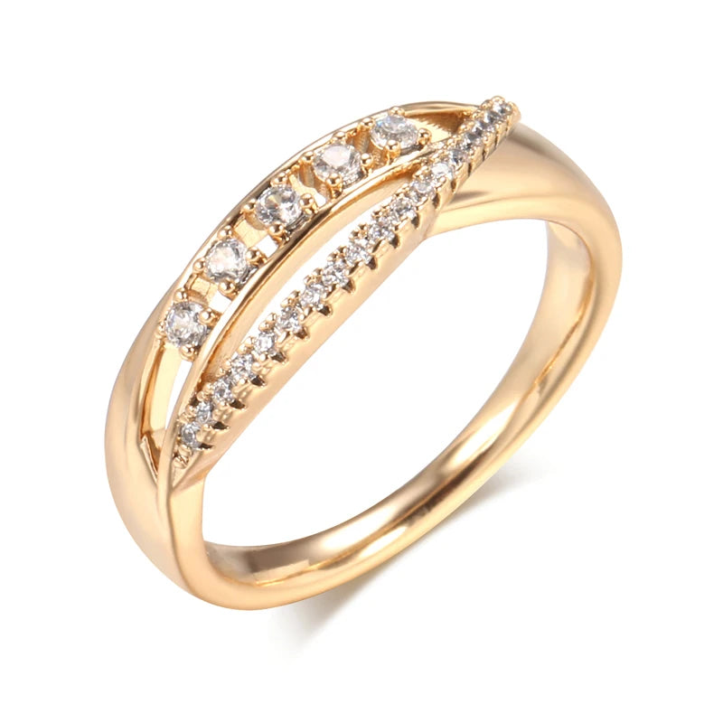 Romantic Rose Gold Plated Color Ring With Natural Cubic Zirconia Stone