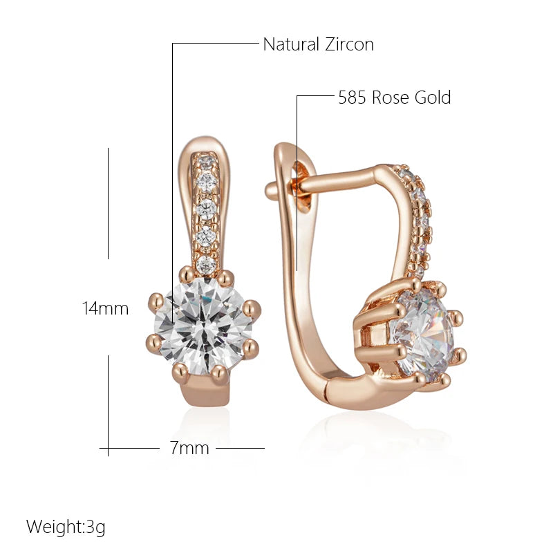 Classic 585 Rose Gold Zircon Earrings