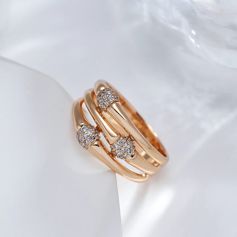 Rose Gold Natural Zircon Party Ring