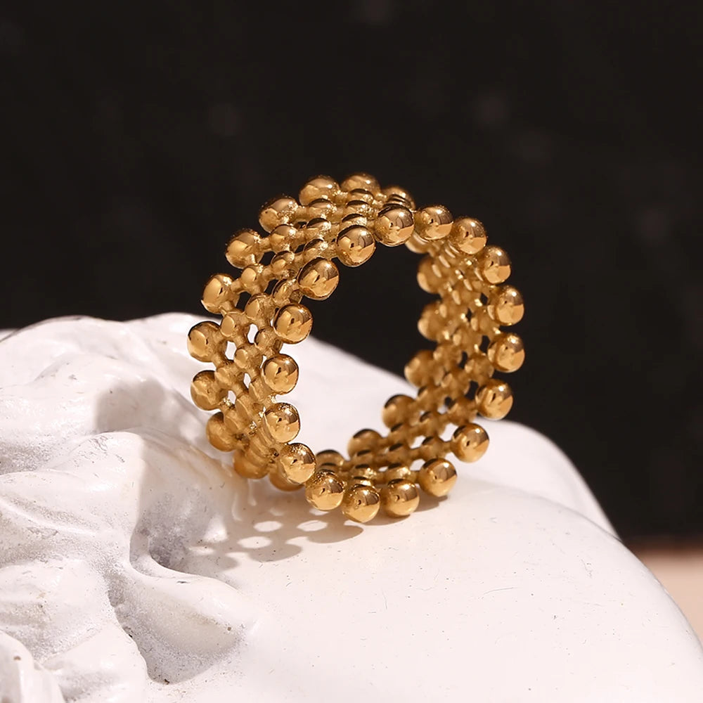 18K Gold Plated Mesh Shape Cocktail Ring