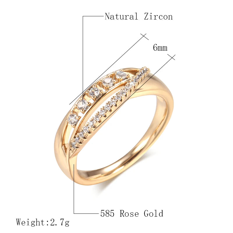 Romantic Rose Gold Plated Color Ring With Natural Cubic Zirconia Stone