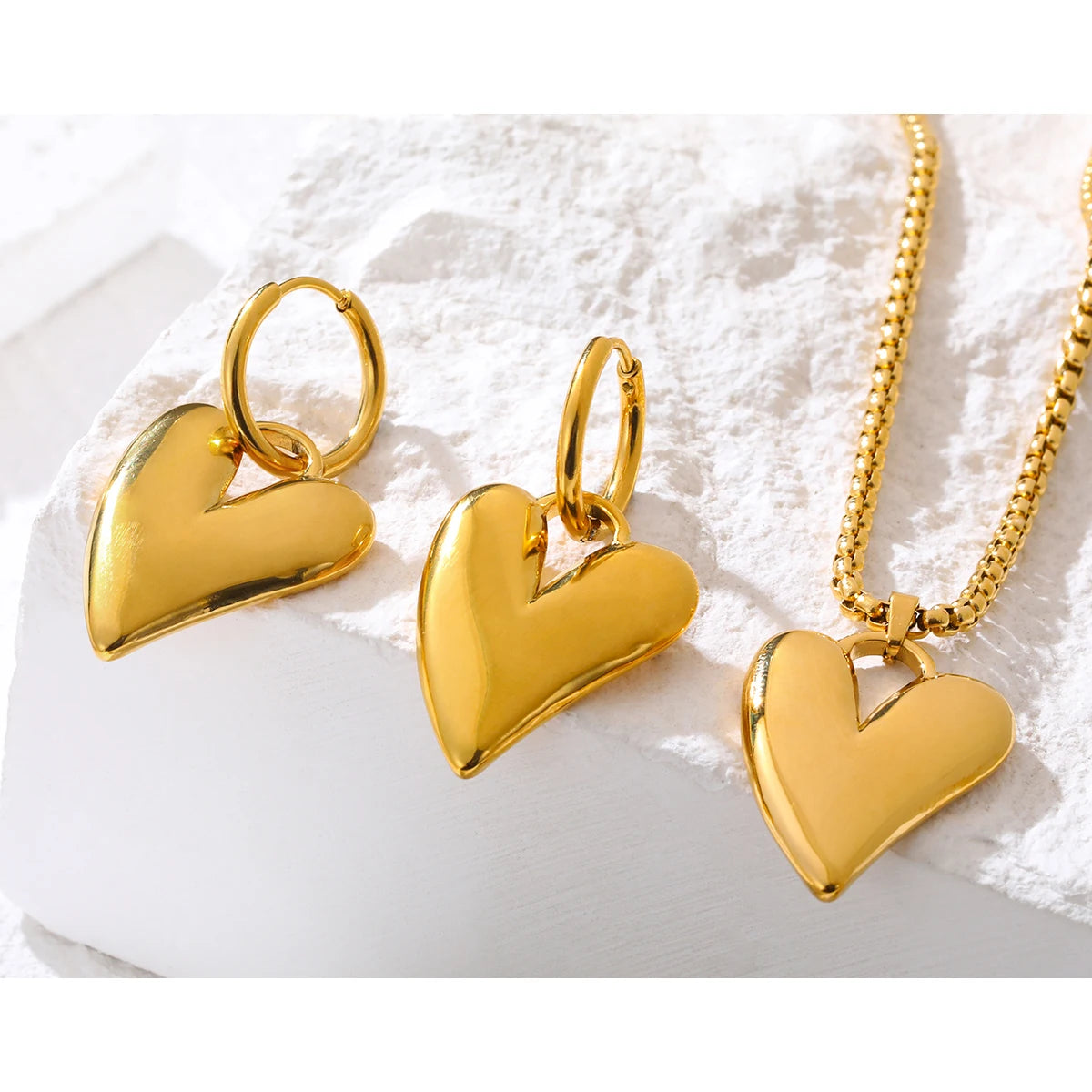 18K Gold Plated Irregular Heart Jewellery Set