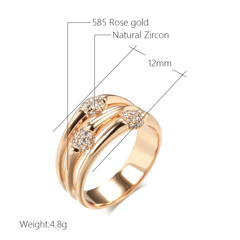 Rose Gold Natural Zircon Party Ring