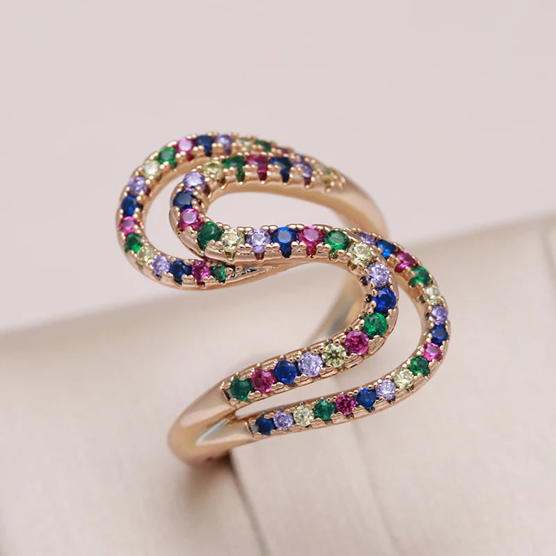 Warm and Romantic Unique Colorful Zircon Ring