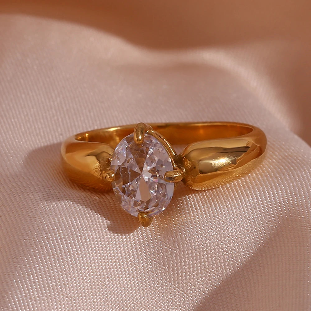 Oval Cut Cubic Zirconia Crystal Colour Ring