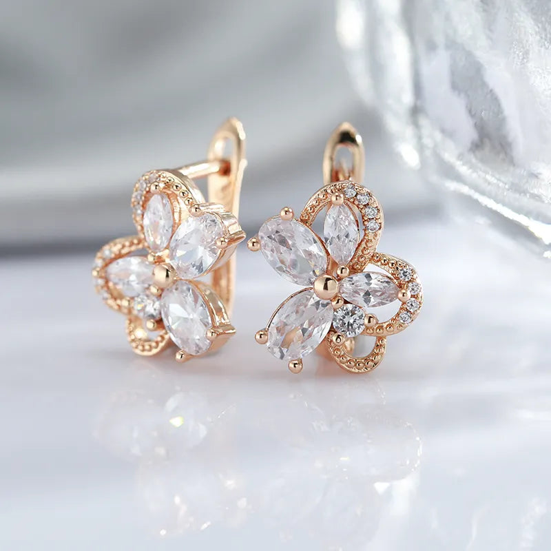 Crystal Flower Cubic Zircon Earrings