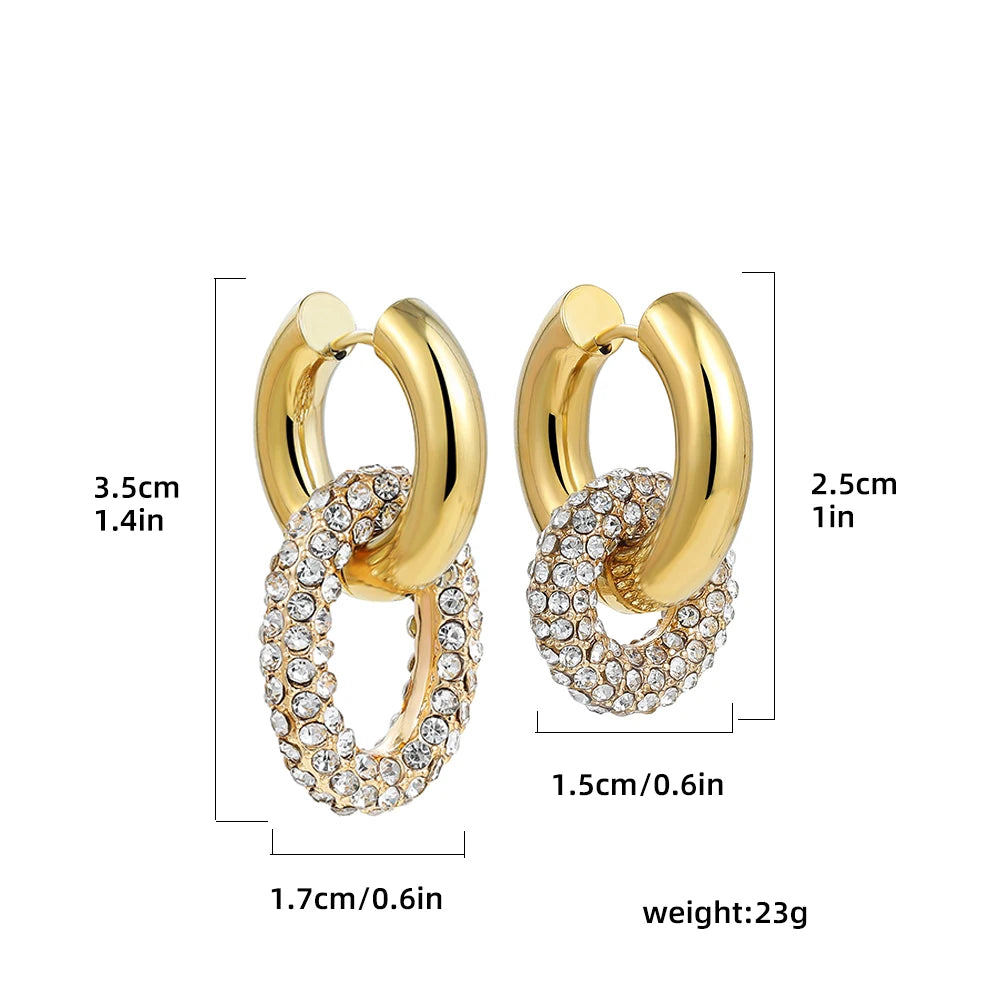 Cubic Zirconia Round Hoop Earrings - Huggies Earrings