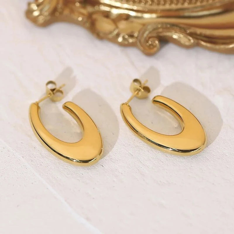 8K Gold Plated Hoop Earrings