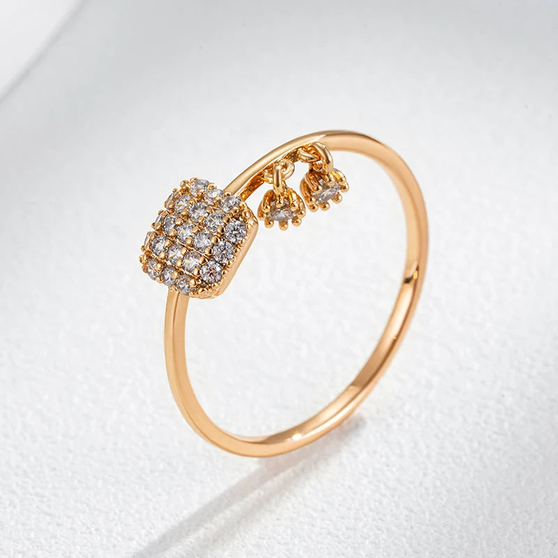 Premium Rose Gold Plated Ring - With Natural Zircon Stones for Everyday Glam