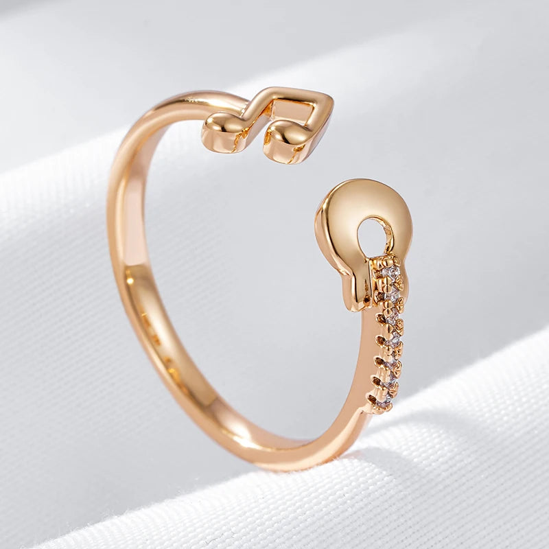 Major Flare Guitar Shape Party Ring - Fashion Jewellery Made With 585 Rose Gold Colour