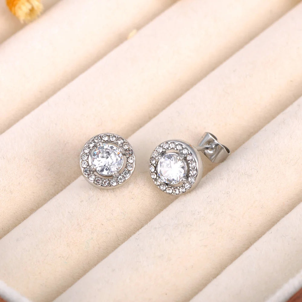 Delicate Round Cubic Zirconia Earrings