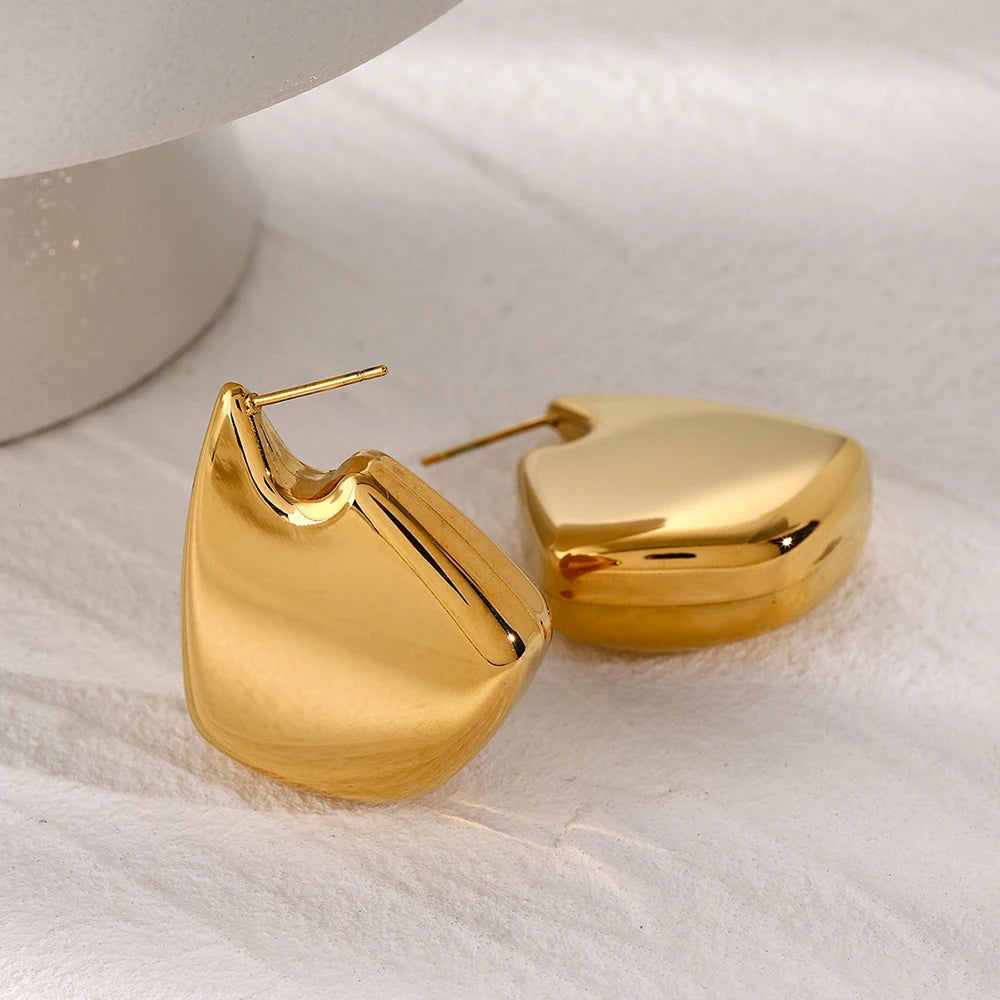 18K Gold Plated Chunky Earrings - Tarnish Free