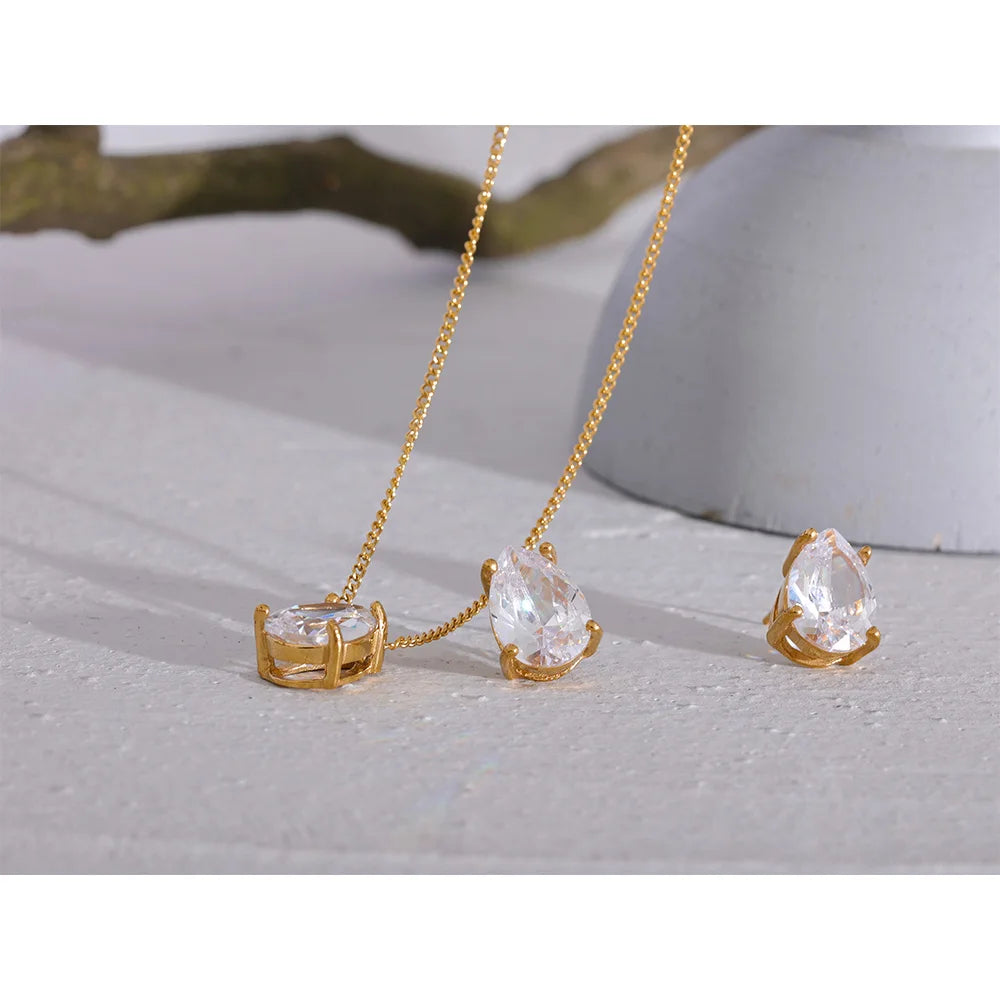 Major Flare Cubic Zirconia Necklace + Earrings