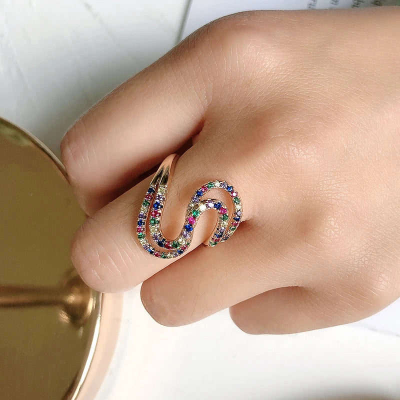 Warm and Romantic Unique Colorful Zircon Ring