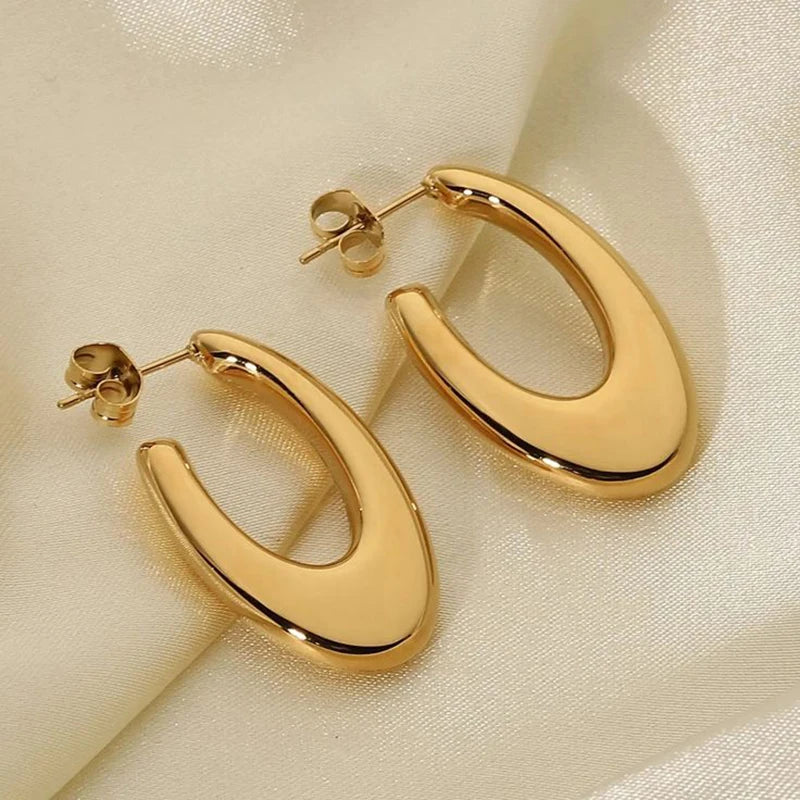 8K Gold Plated Hoop Earrings