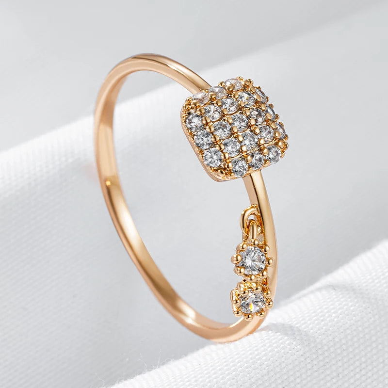 Premium Rose Gold Plated Ring - With Natural Zircon Stones for Everyday Glam