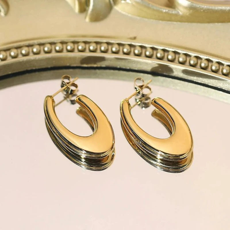 8K Gold Plated Hoop Earrings