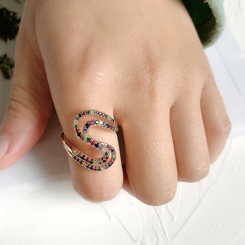 Warm and Romantic Unique Colorful Zircon Ring