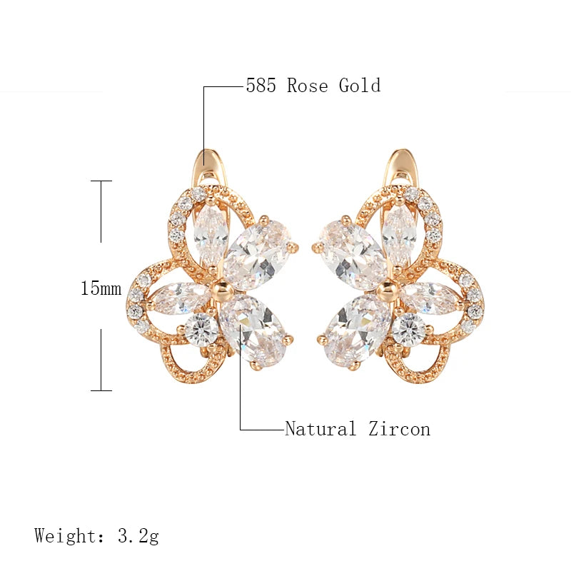 Crystal Flower Cubic Zircon Earrings