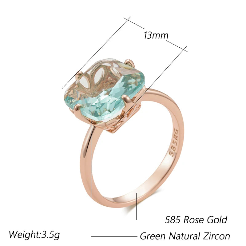 Major Flare Light Blue Stone Ring - Rose Gold Plated Jewellery - Zircon Stone