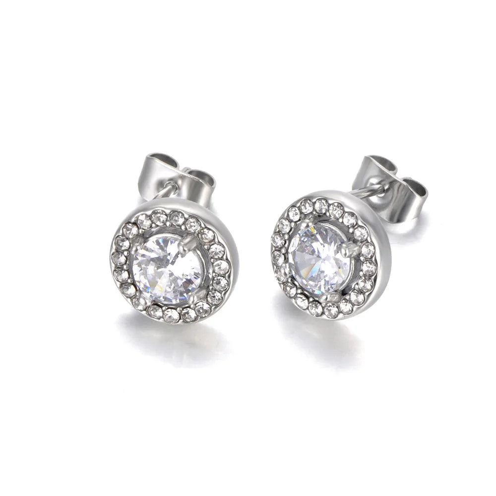 Delicate Round Cubic Zirconia Earrings