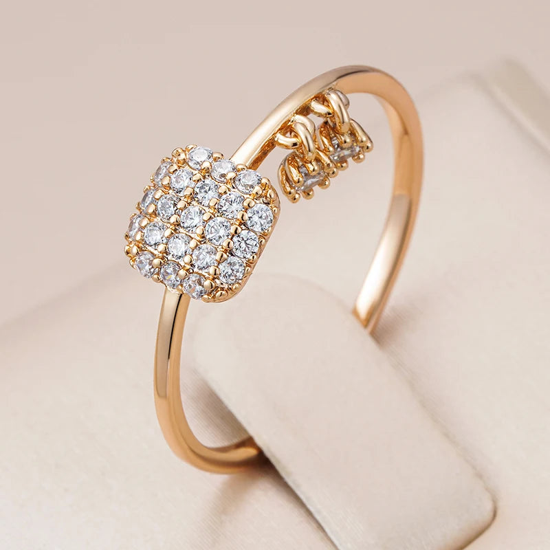 Premium Rose Gold Plated Ring - With Natural Zircon Stones for Everyday Glam