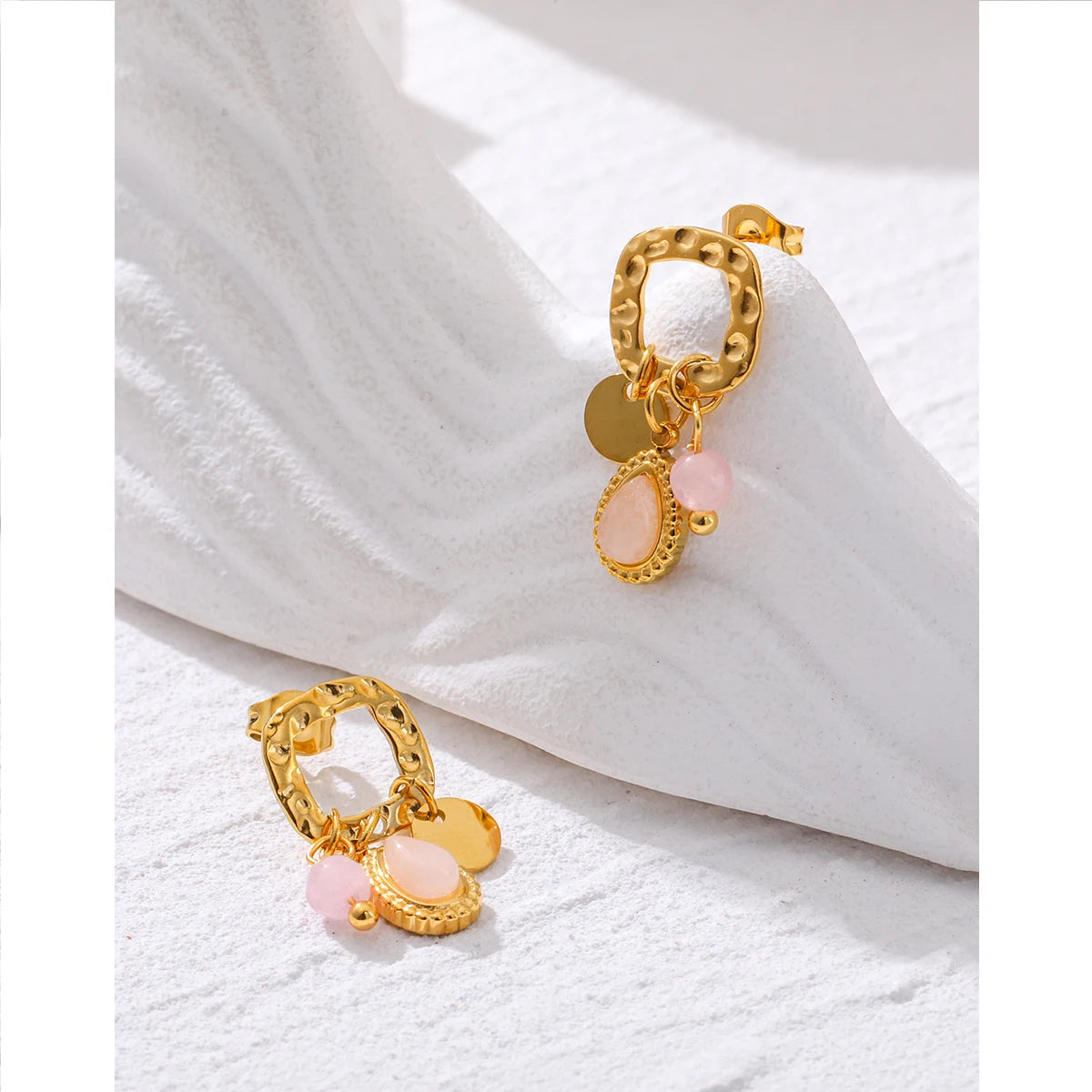 18K Gold Plated Drop Earrings With Charms