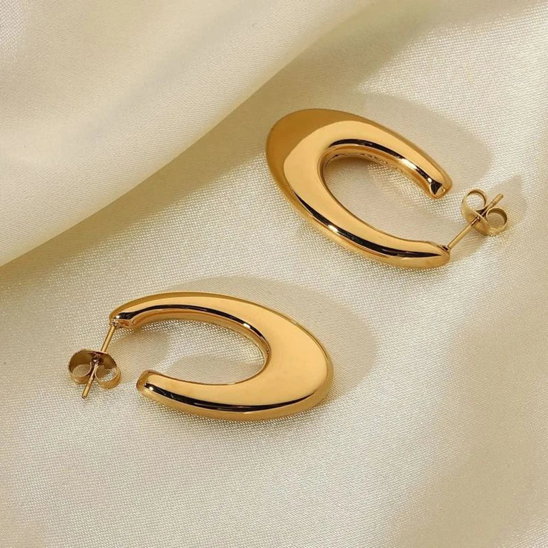 8K Gold Plated Hoop Earrings