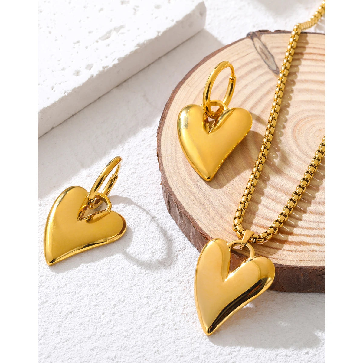 18K Gold Plated Irregular Heart Jewellery Set