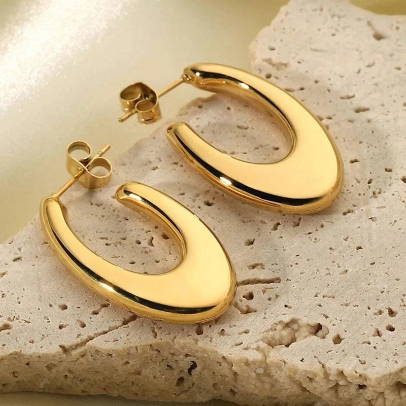 8K Gold Plated Hoop Earrings