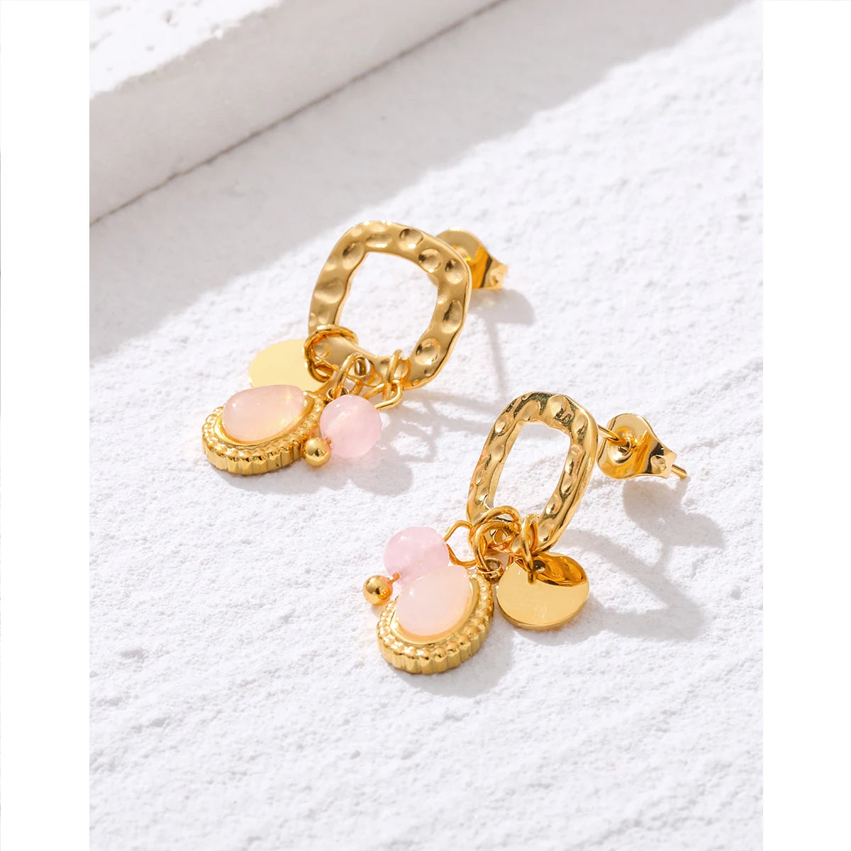 18K Gold Plated Drop Earrings With Charms