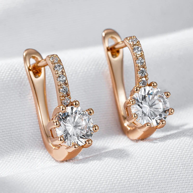 Classic 585 Rose Gold Zircon Earrings