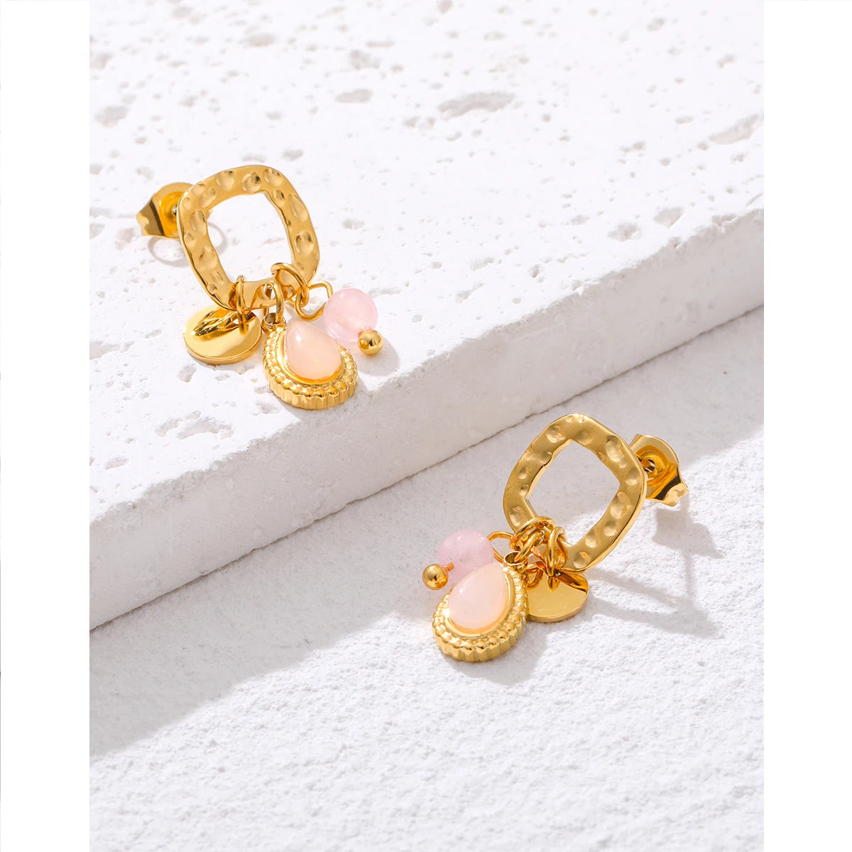 18K Gold Plated Drop Earrings With Charms