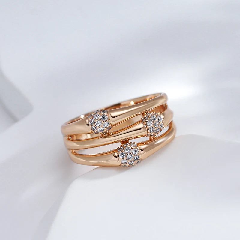 Rose Gold Natural Zircon Party Ring