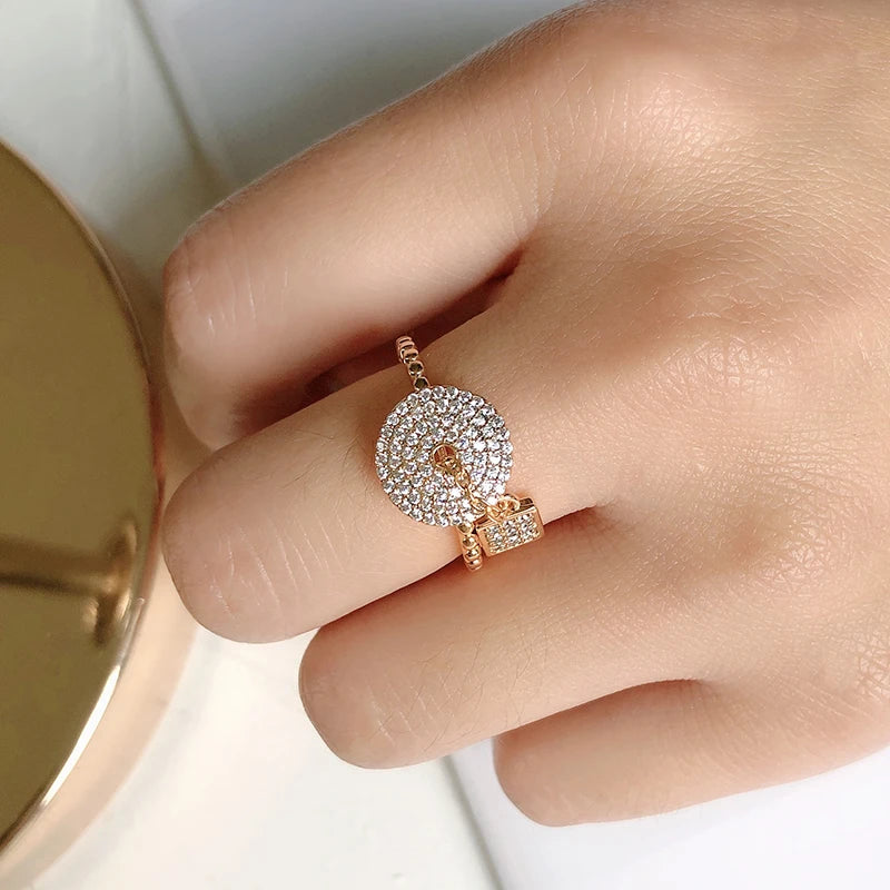 Delicate Band With Sparkling Zircon Stone Ring - Rose Gold Plated Jewellery