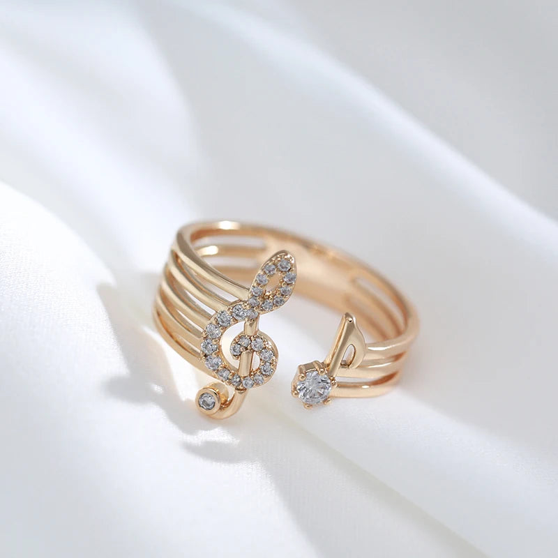 Glamorous Music Shape fashion Ring - Modern Design Made With White Natural Zircon