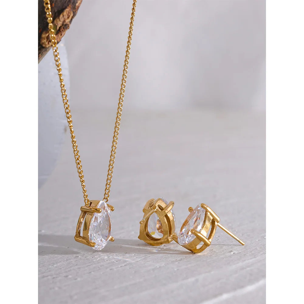 Major Flare Cubic Zirconia Necklace + Earrings