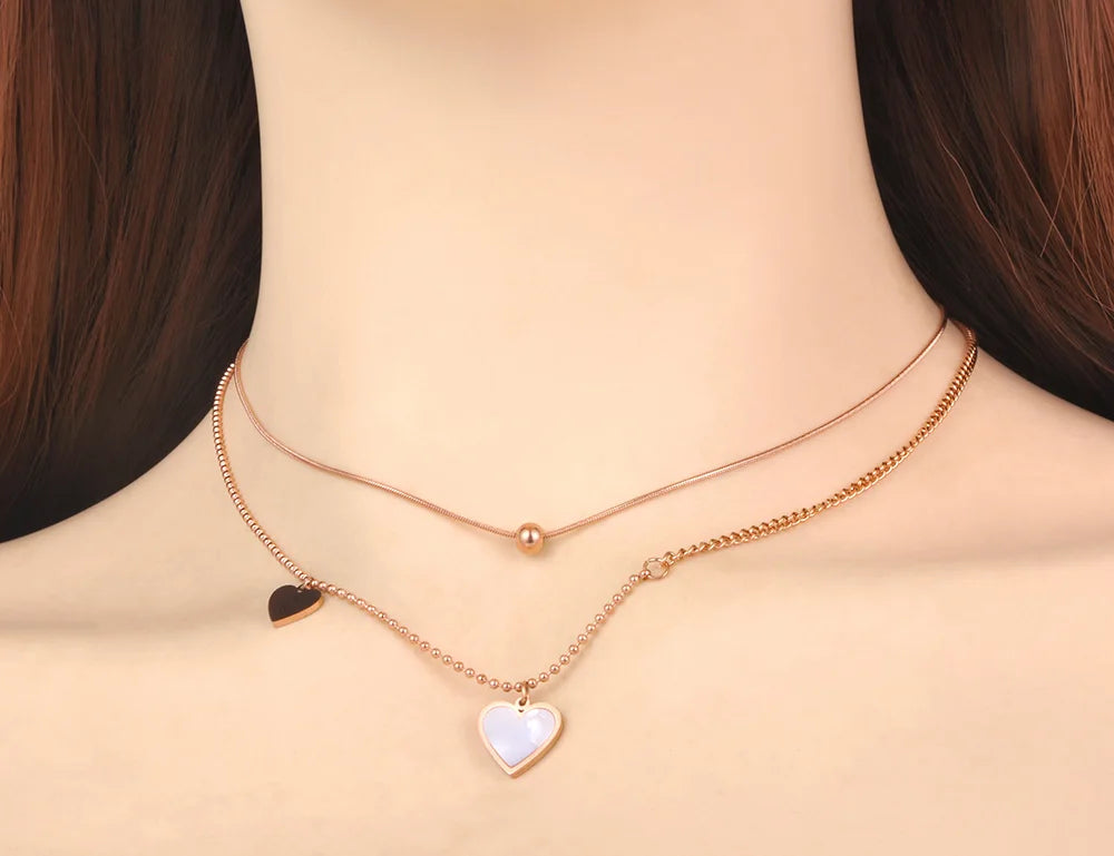 Major Flare Heart Necklace - Double Layer